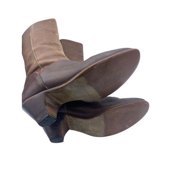 Frye 22169 Size 7 M Authentic Brown Leather Low Heel Mid Calf Boots - Picture 7 of 12